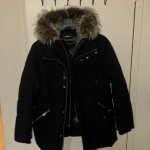 EDWARD 2-in-1 down parka with hooded bib and natural fur for men